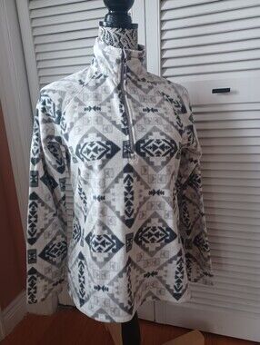 Eddie Bauer Women's Small 1/4 Zip Fleece Aztec Pullover Sweater Warm Cozy Polar